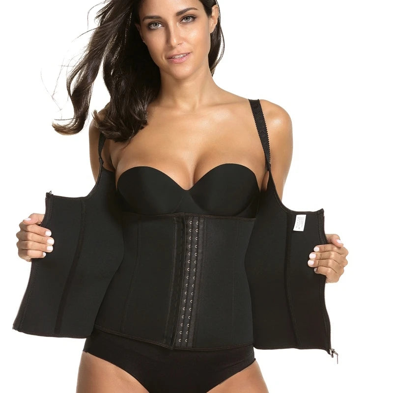 Wholesale Women Plus Size Neoprene Waist Slim Bodysuit Weight Loss Three-row Zipper Eco-Friendly Body Shaper