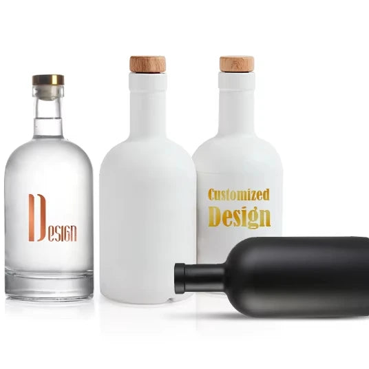 Flint Glass Matte Black Frosted 375ml 500ml 700ml 750ml Empty Vodka Spirit Whisky Gin Tequila Liquor Glass Bottle Cork