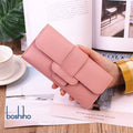 Women's Korean Version Three-fold Flip Cover Long Purse Small Fresh Student Multi-functional Multi-Change Place Wallet Polyester