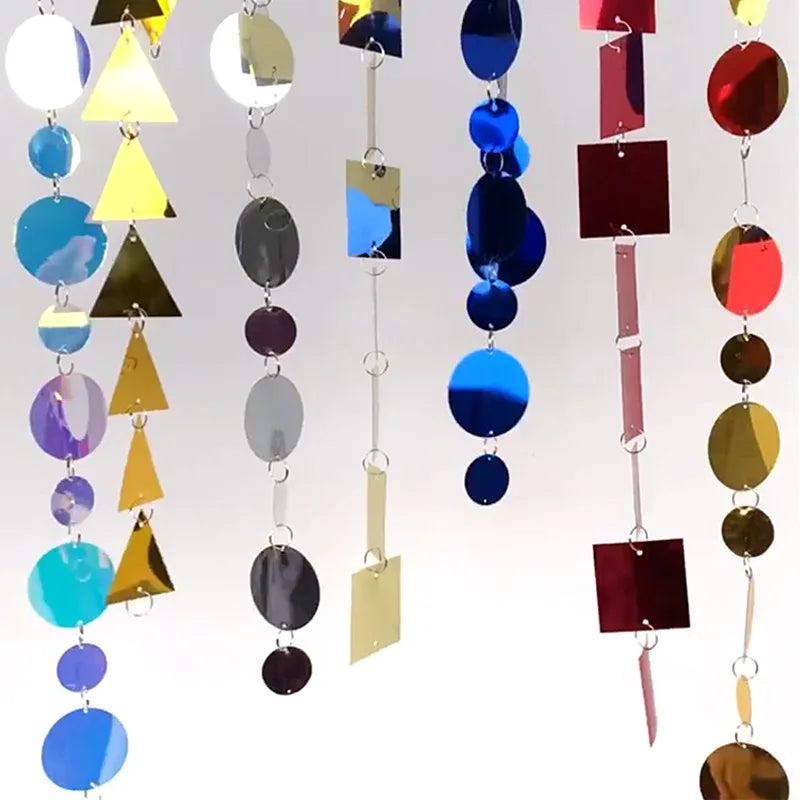 Mirror Effect Gold and Silver Shiny Shimmer Discs Strands Pvc Design Sequin Curtain for Wedding Decoration