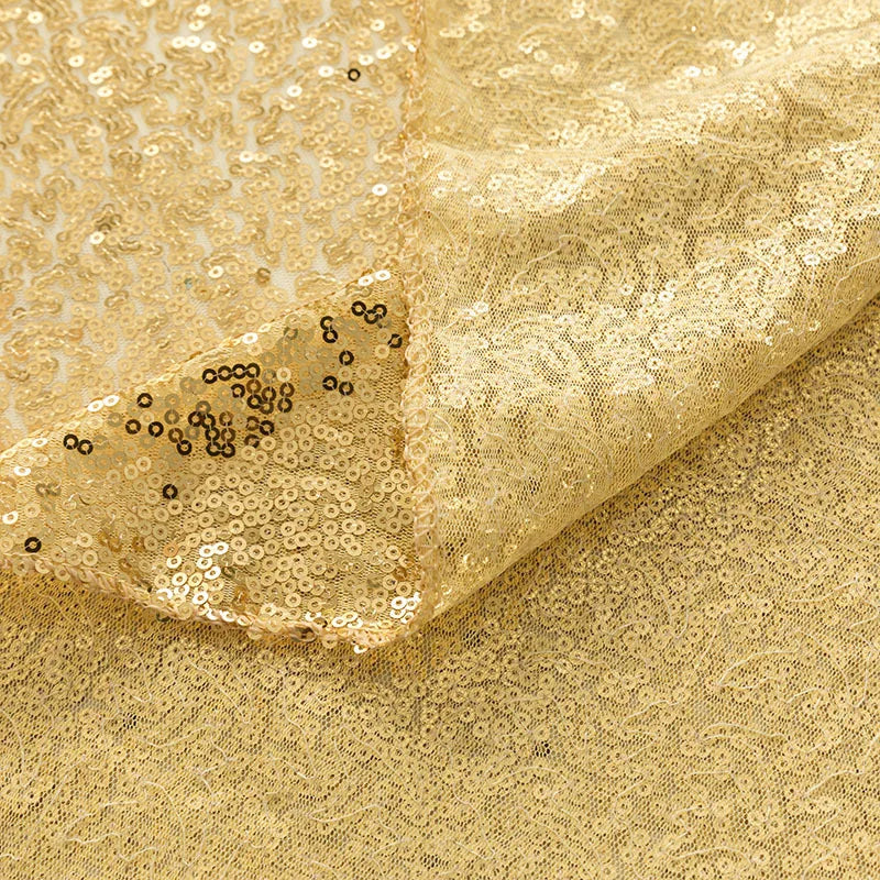 Factory Price 120cm Diameter Round Gold Sequin Table Runners for Party Weddings Decoration Table Cloth Home Decor