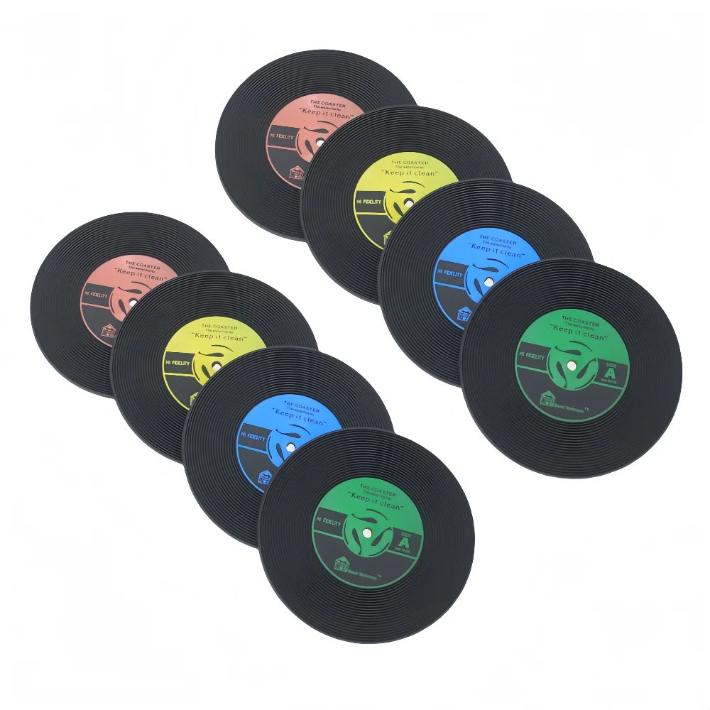 Hot Sale Creative Record Coaster Eco-Friendly Rubber Material Customized Color Printed Logo Promotion Gift Desk Mats Pads
