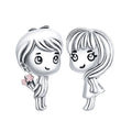 925 Sterling Silver Boy Girl Beads Zircon Infused Friendship Charms for Women for Original Bracelet Pendant Lover Couple Jewelry