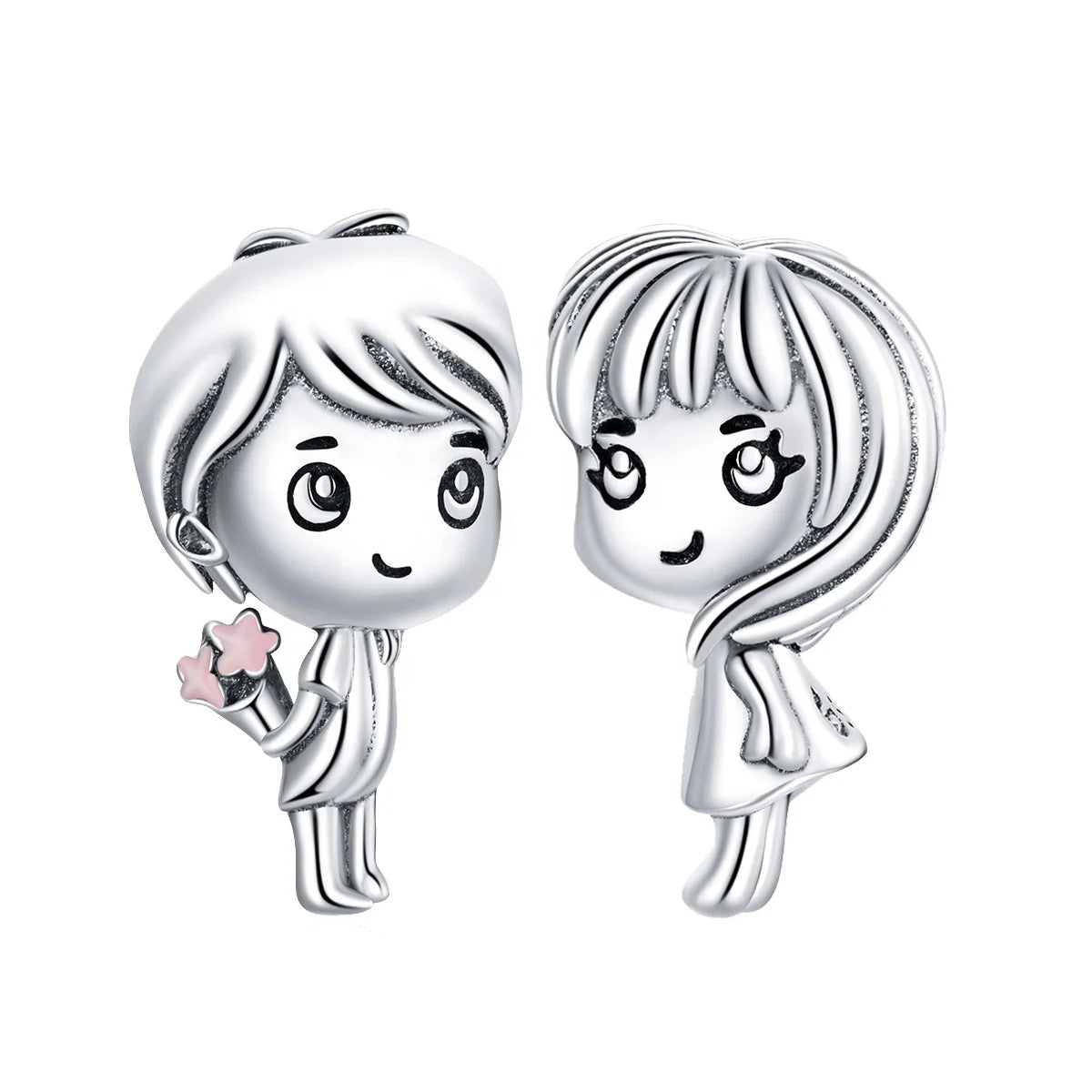 925 Sterling Silver Boy Girl Beads Zircon Infused Friendship Charms for Women for Original Bracelet Pendant Lover Couple Jewelry