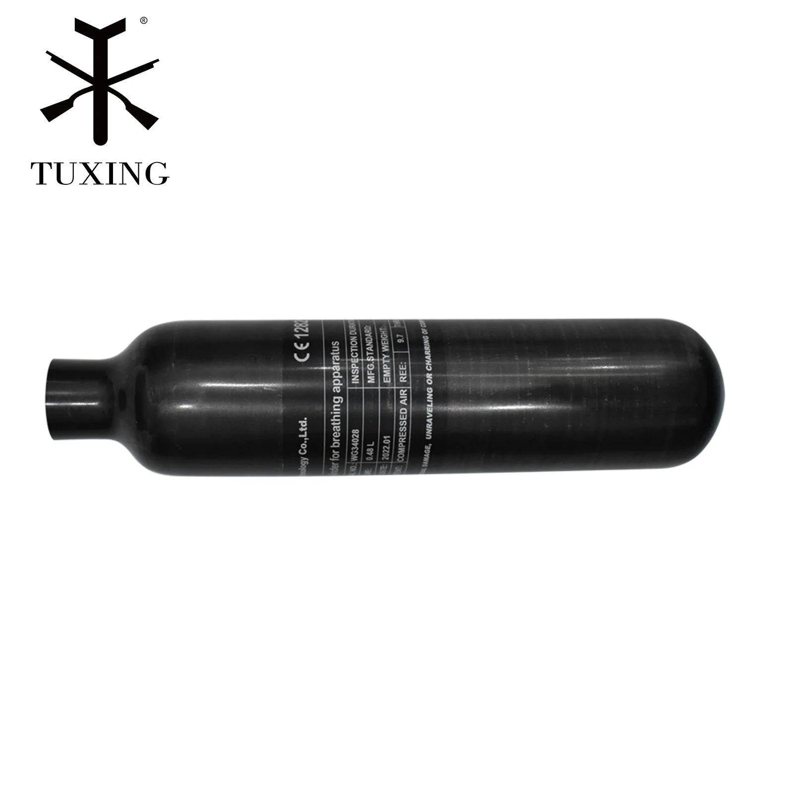 TUXING CE 0.48L Carbon Fiber 4500psi 300bar 30mpa High Pressure OEM Gas Cylinder Fire Rescue Small Paintball Game PCP Air Tank