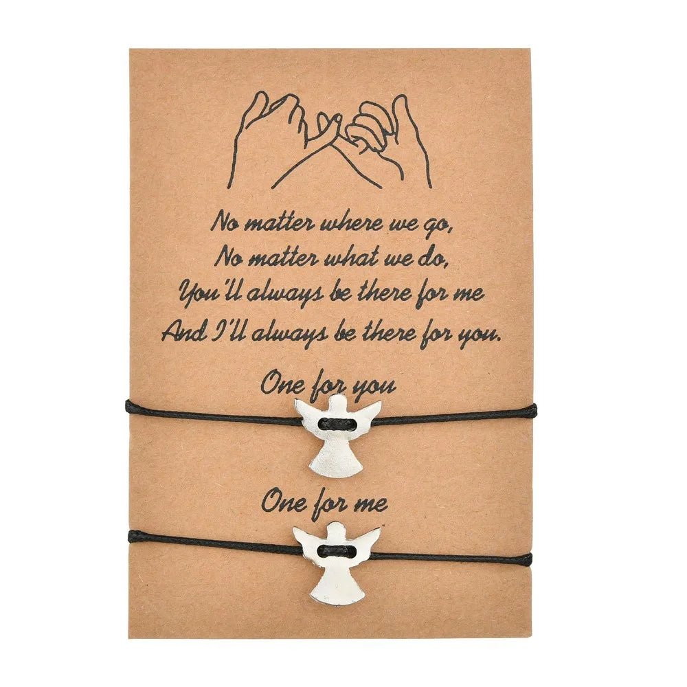 Infinity Love Cute Guardian Angel Charm Couple Bracelets with Make a Wish Card