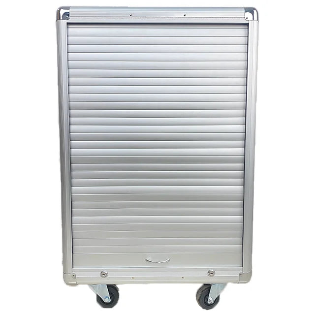 Professional Aluminum Jewelry Display Trunk Rolling Drawers Customizable Removable Drawers PU Leather Velvet Lining