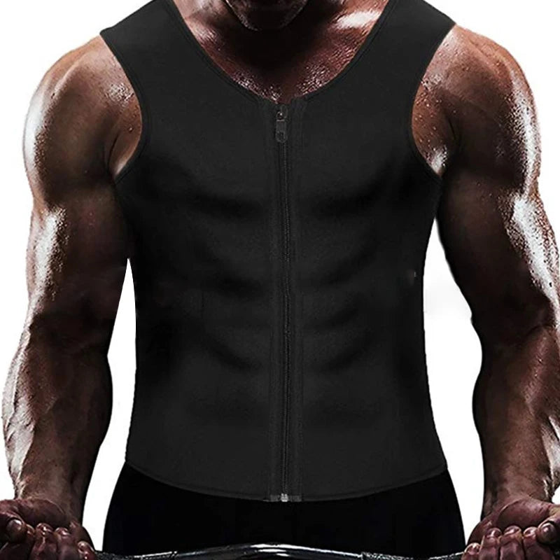 EU/US Size Tummy Control Waist Men's Zipper Vest Corset Burst Sweat Fitness Clothing Neoprene Shapewear