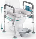 Raised Toilet Seat Handles Bedside Commode for Elderly Seniors Handicap-Friendly FSA HAS Eligible Bedpan Riser for Bathroom Use