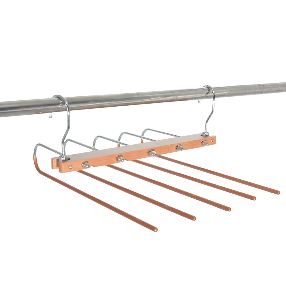 Win Win Suppliers Multi-function Glossy Aluminum Saving 5 Layers Non Slip Pants Hangers for Bathroom and Closet