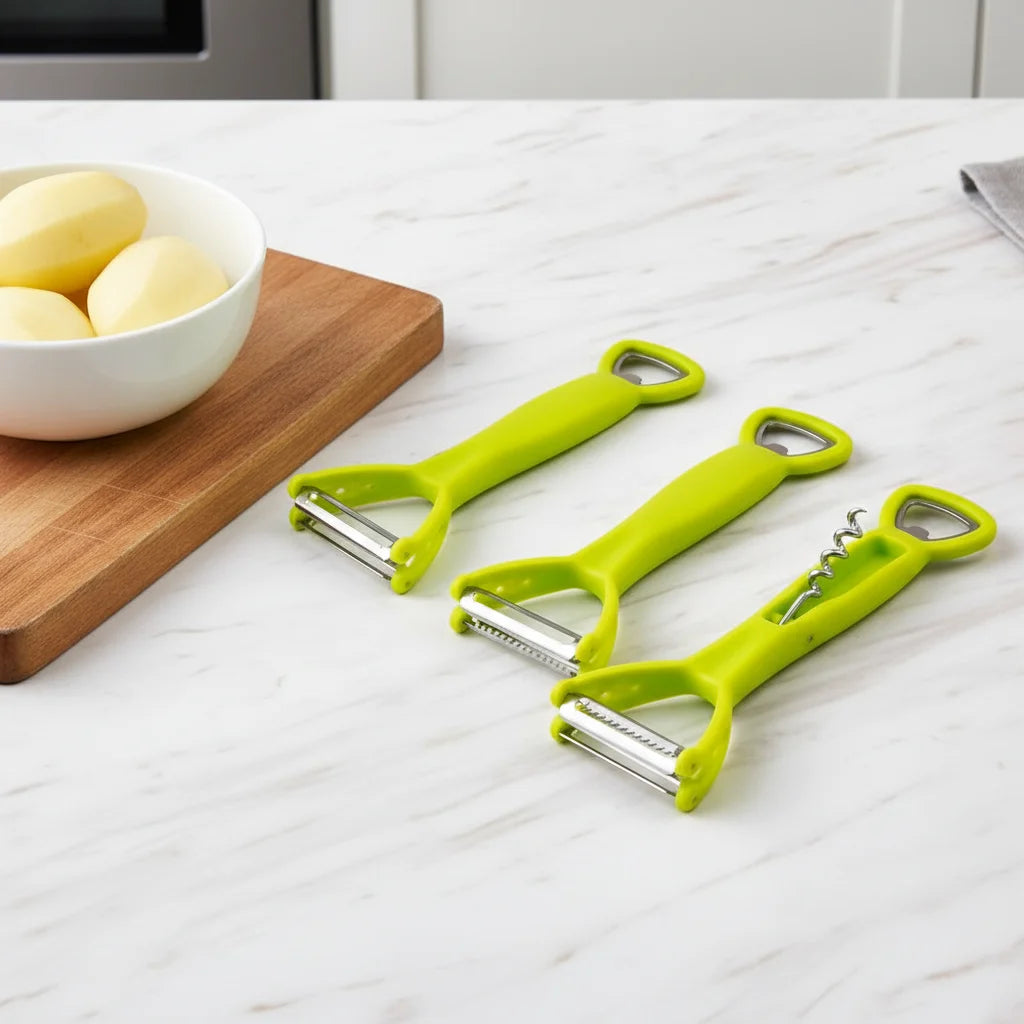 High Quality Stainless Steel 4 in 1 Y Shape Peeler Multifunction Carrot Potato Peeling Tool Bottle Opener Sharp Durable
