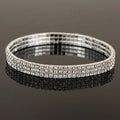Ziming 3 Rows Big Size Stretch Rhinestone Bracelet Elegant Women Diamond Elastic Bracelet Evening Party Bracelet