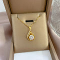 Trendy Cubic Zirconia Pendant Necklace Shining Gold Color Titanium Steel Cz Crystal Pendant Necklace 2023 Hot Sale