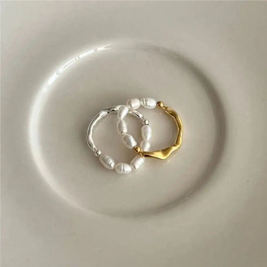 Wholesale 925 Sterling Silver 18K Gold Plated with Freshwater Pearl Rings for Women