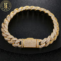 Hip Hop Men's Punk Jewelry Brass 10mm CZ Diamond Iced Out Zircon Diamond Rapper Miami Cuban Chain Bracelet