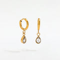 Fenny 18K Gold-plated Wholesale Non Tarnish & Waterproof Fashion Drop Eye Zircon Huggie Stainless Steel Earring for Women