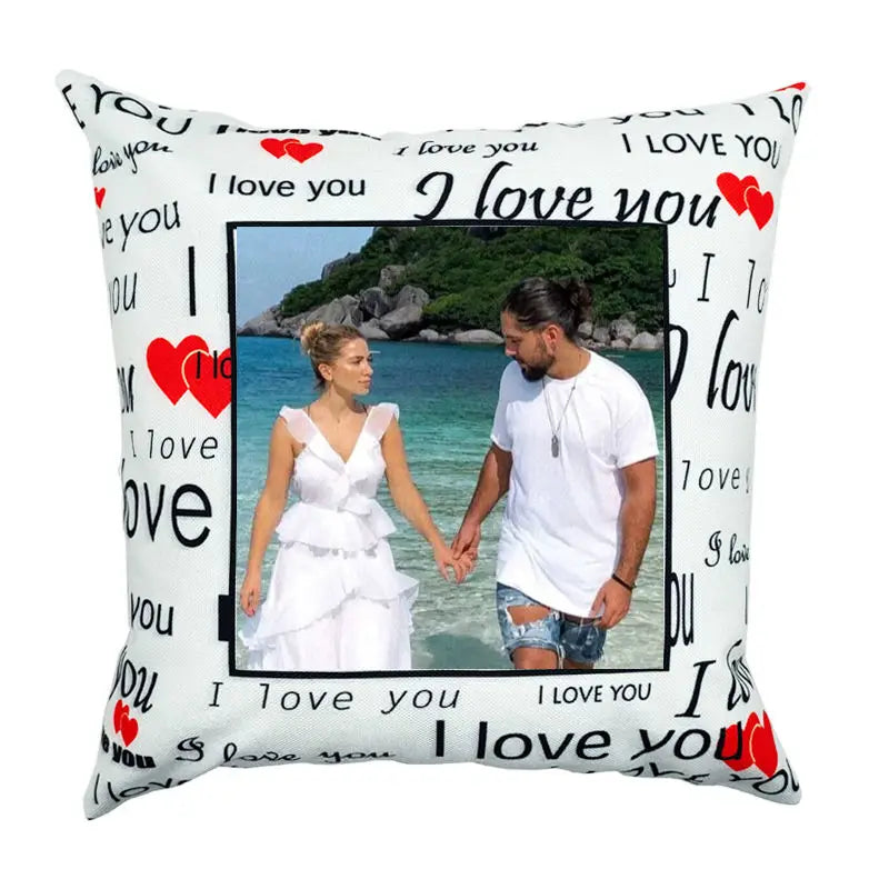 15.7 Inch 40cm Sublimation Linen Throw Pillow Case With Words I love You for Family Valentine's Gift