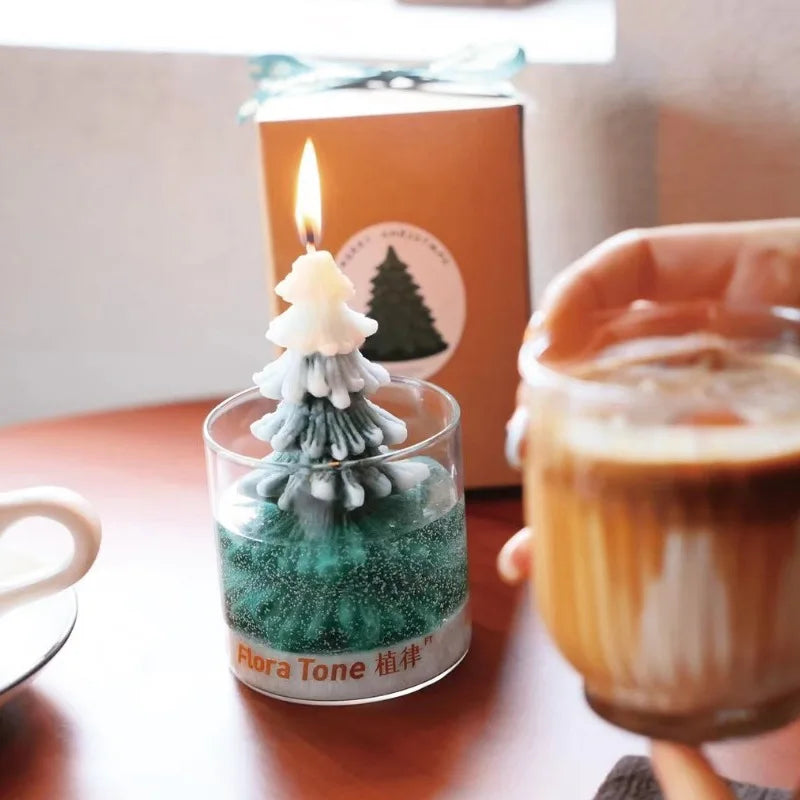 Candle Christmas Tree Aromatherapy Glass Unscented Candle Inspirational Candles Holiday Gift