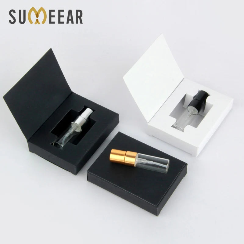 SUMEEAR 3ml Flat Sample Perfume Spray Bottle with Gift Box Refillable Atomizer for Fragrance Testing
