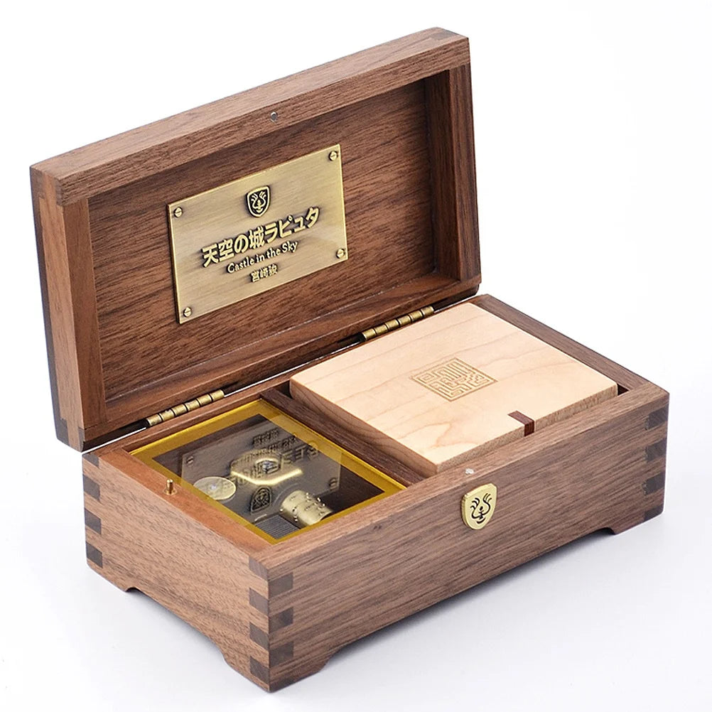 Wholesale Walnut Sky City Music Box Collector's Edition Solid Wood 18-tone Music Box Retro Factory Direct Sales