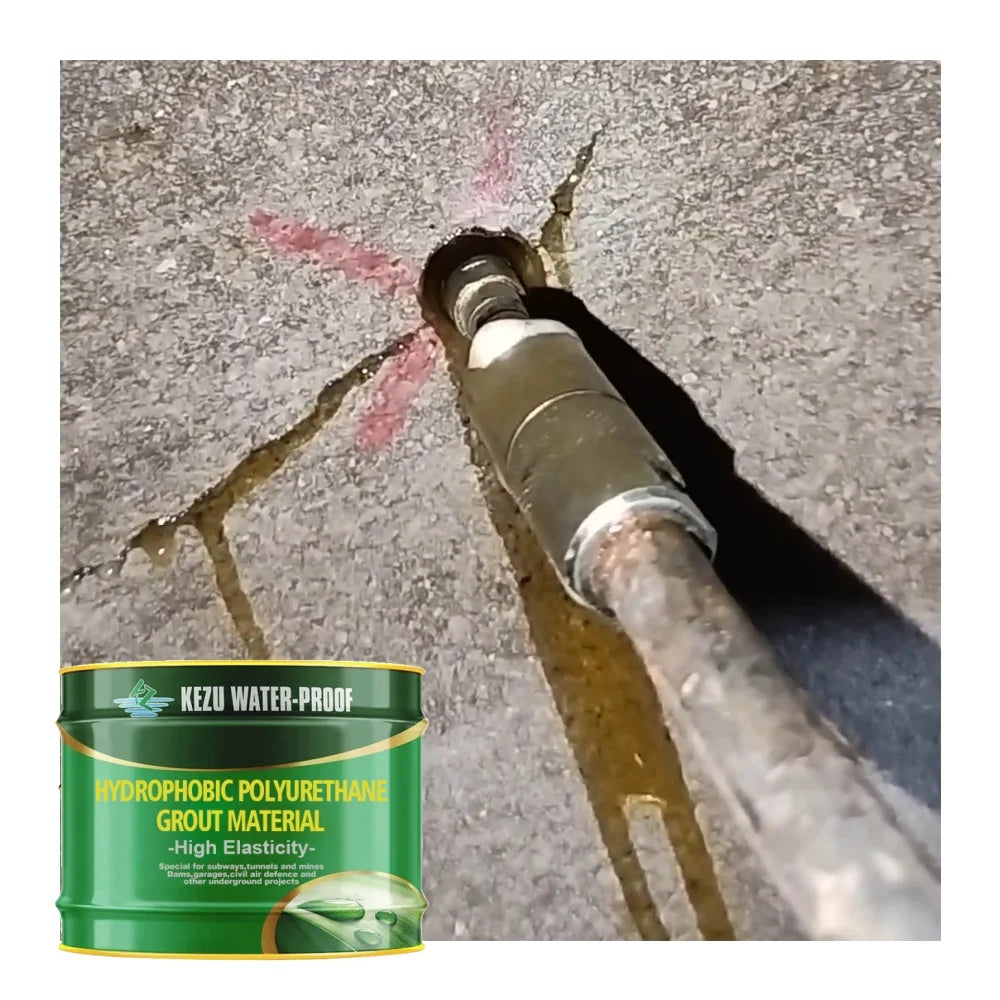 KEZU Water-Soluble Polyurethane OPU Injection Resin Grout for Crack Repair & Waterproofing-Eco-Friendly High Strength