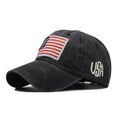 Custom Embroidery Logo Washed American Flag for Curled Brim Unisex Dad Hat Baseball Cap Common Fabric Metal Buckle