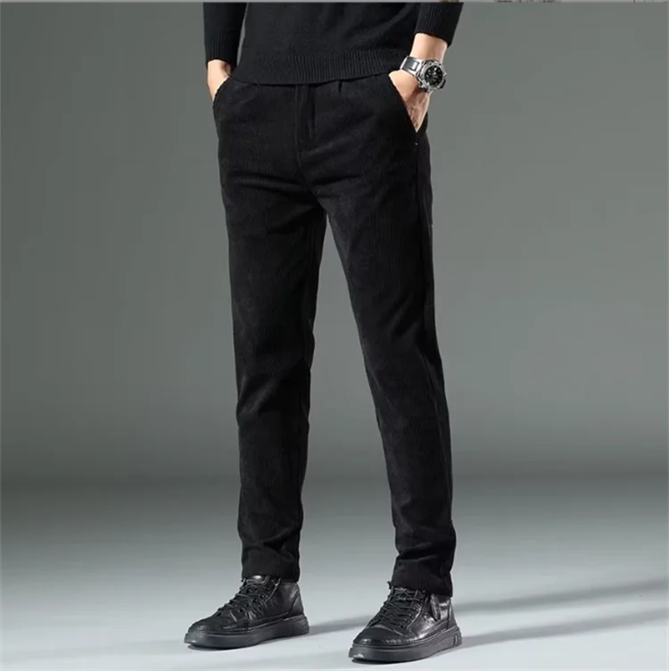 Business Temperament Men Corduroy Casual Pants Fashion Trend Slim-fit Autumn and Winter New Straight Pants