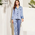 Fung 6001 Custom Spandex Polyester Long Sleeve Pyjamas Set Women's Sleepwear Homewear Simple Solid 3XL Bridesmaid Pajamas Set