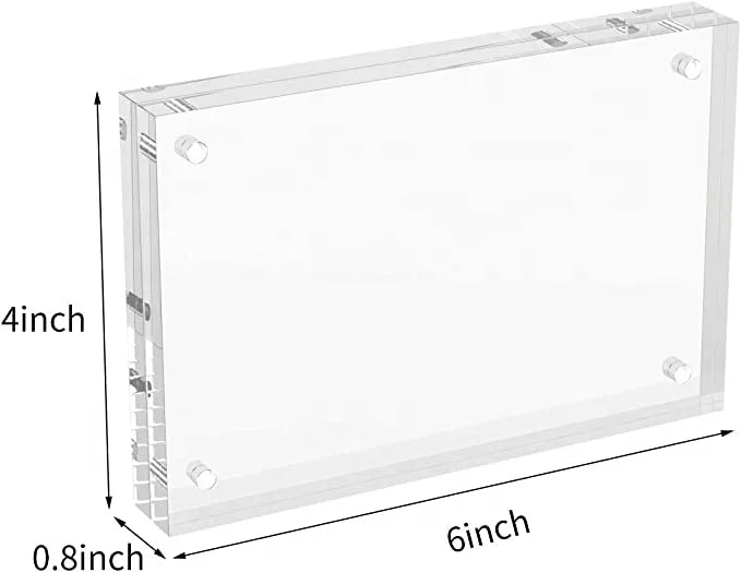 Acrylic Picture Frame 4x6 Clear Double-Sided Photo Frame Magnetic Photo Frames Desktop Display 10 + 10 MM Thickness