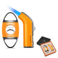 CIGARLOONG Classic Multi-Function Windproof Lighter with Drill Sharp Stainless Steel Cigar Cutter 2pcs Cigar Accessories Set