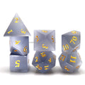 HS 16mm Polyhedral D20 Cats Eye Stone Dice Set Gray Green Purple Gems for Dungeons & Dragons RPG Packed in Metal Box