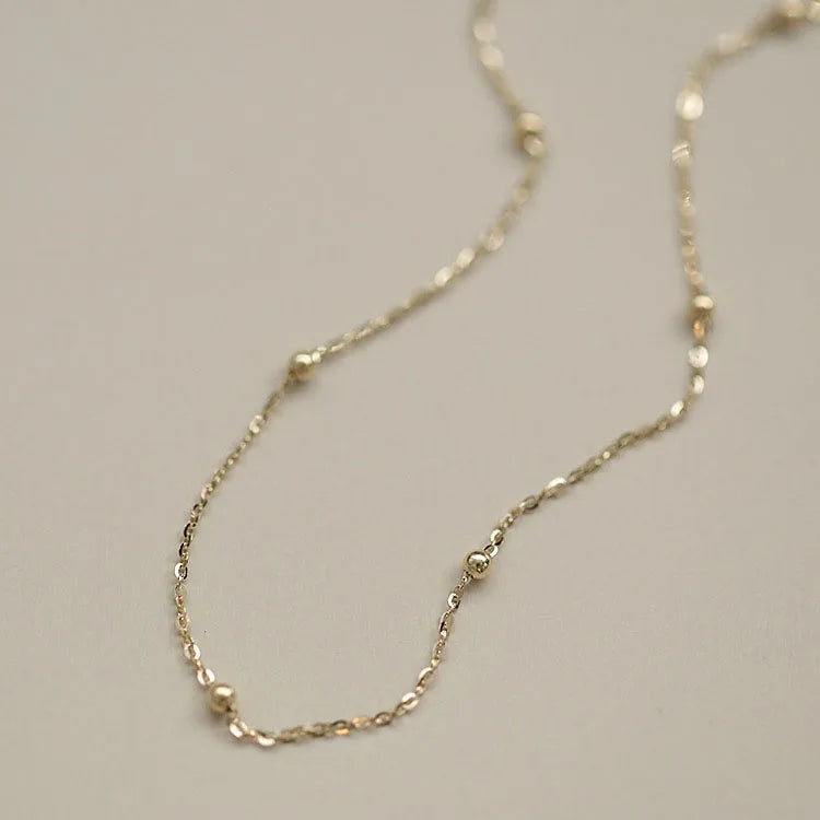 Simple INS Fashion Beads Pure 925 Sterling Silver Solid Thin Chain Bracelets for Women Girls Jewelry