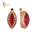 FJ Fallon Fashion Jewelry Oval Horse Eye Marquise Shape Deep Blue CZ Rose Gold Earrings for Women Brass Based