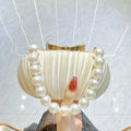 Hot Elegant Oval Clutch Bags for Women Pleated Evening Bag Pearl Chain Bridal Purse Handbag Ladies Evening Party Egg Clutch Bags