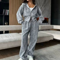 Tracksuit Manufacturer Custom Logo Acid Wash Vintage Heavyweight Cotton Oversized Tracksuit Women Sweatpants and Hoodie Set