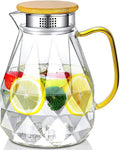 High BorosilicaDiamond Pattern Glass Bottle with Cover High Temperature Resistant Glass Kettle with Cover Tea Pot