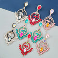 2025 Earring Fashion Jewelry Alloy Diamond Geometric Earrings Bohemian Korean Colorful Crystal Statement Flower Custom Earrings