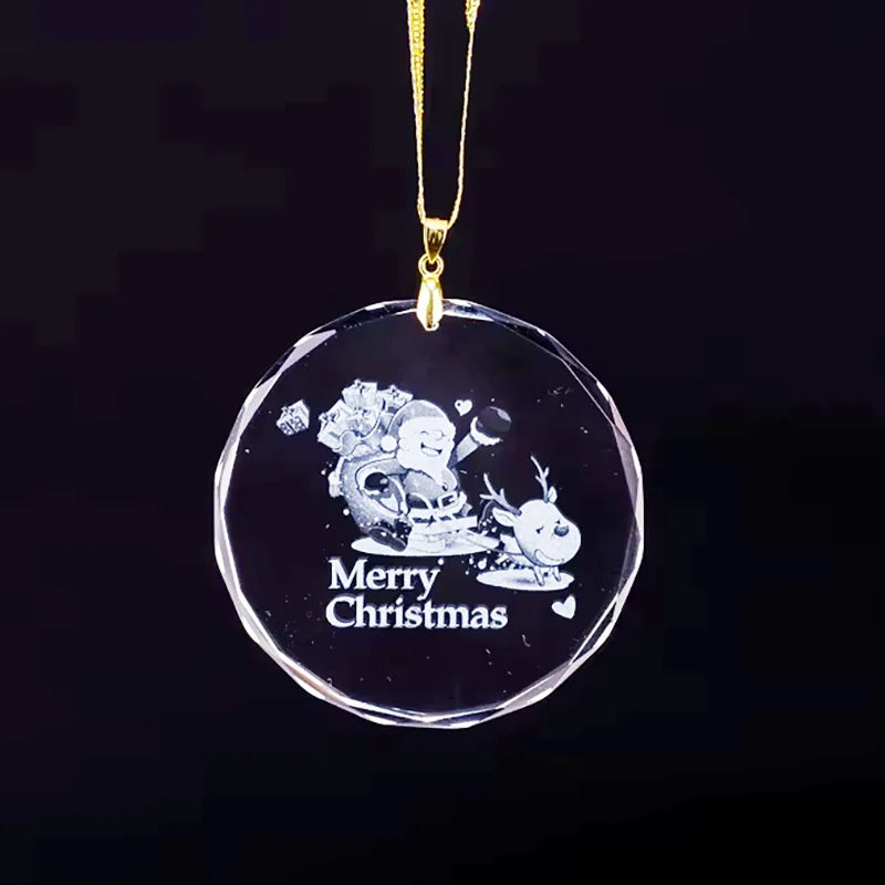 Custom Engraved Clear Christmas Tree Decoration Shape Hanging Glass Crystal Ornaments Chic Crafted Christmas Tree Old School