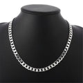 Mens Womens 60cm Long 925 Silver Plated Cuban Curb Chain Punk Necklace Jewelry Gift