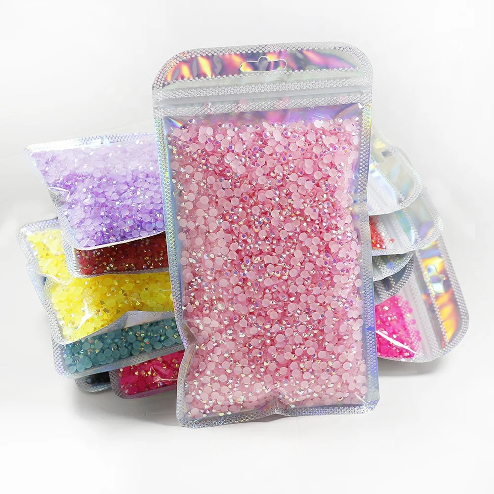 Yantuo Factory Wholesale Jelly AB Resin Rhinestone Pink AB Small Bag Jelly Resin Rhinestone With U Logo