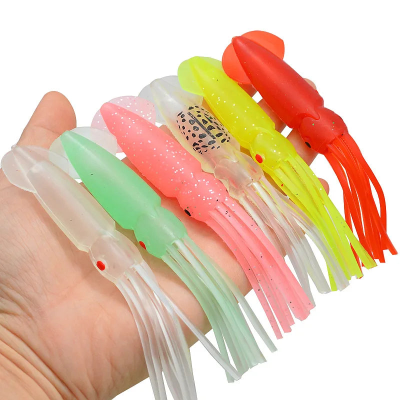 Wholesale Bionic Squid Octopus Fishing Lures 12.5cm 9.5g 6 Colors Soft Bait