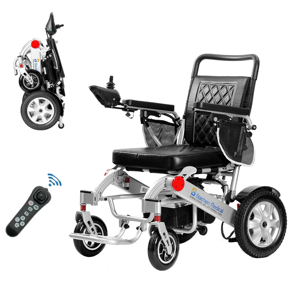 2024 New Arrival Aluminum Folding Electric Wheelchair Brushless Motor Lithium Battery Remote Control Electric Wheelchair