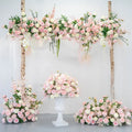 M1008 Artificial pink Flower Row Flower Row Dining  Flower Table Runner Wedding Table Centerpiece Decoration