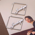 Customized Name Earrings Personalized Simple and Elegant Square Geometric Stainless Steel Earrings Birthday Gift for Mother