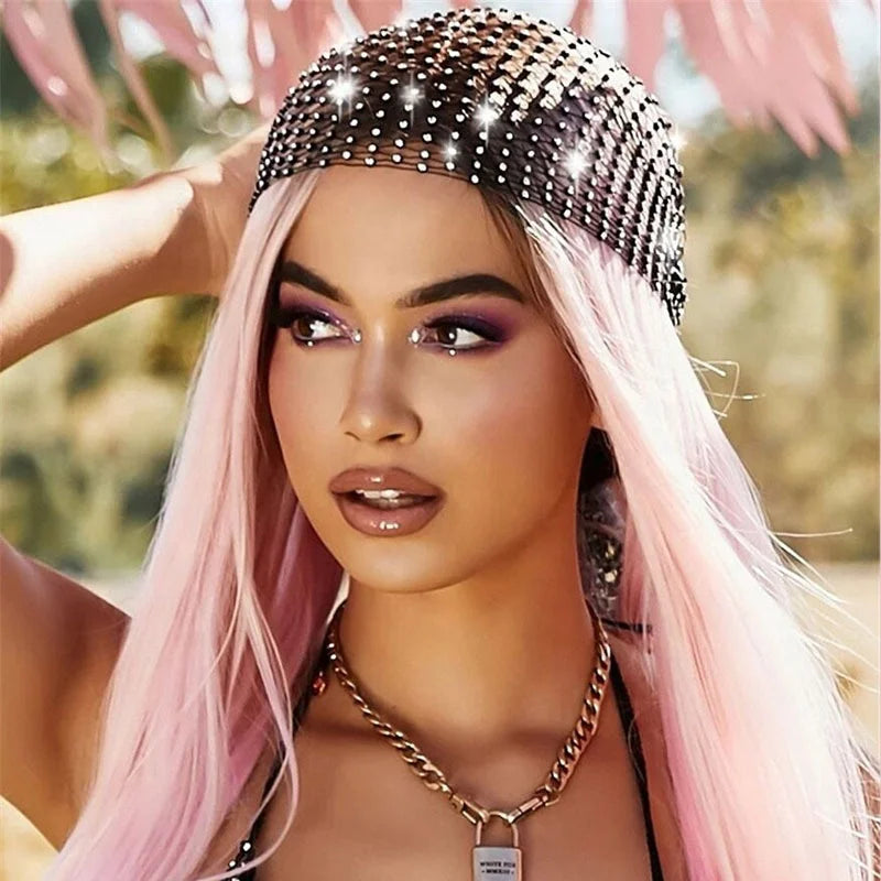 King Mcgreen Star Popular Water Diamond Elastic Fishing Net Hat Hot Diamond Elastic Hair Band Personalized Fishing Net Hat
