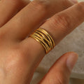 Wholesale Stainless Steel 18K C Shape Open Ring Multi-Layer Cross No Fade Ring for Girl Women Water Proof