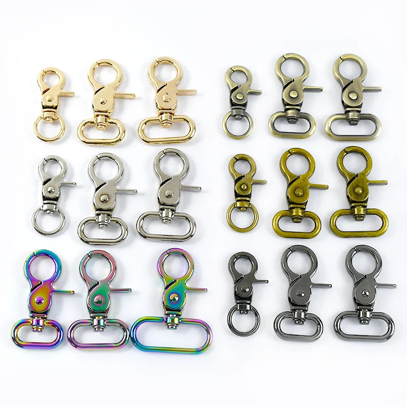 Meetee H4-1 10mm DIY Luggage Hardware Accessories Silver Key Chain Lobster Button With Swivel Dog Buckle Connection Bag Hook