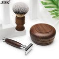 JDK Personalized Shaving Kit Men Safety Razor 5 Blades Beard Care Shaving Razor Grooming Set Wet Shave Brush