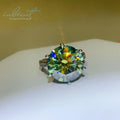 New Arrival Silver 925 Original 10 Carat Round Brilliant Cut Diamond Test Past Green Moissanite Ring for Women Gemstone Jewelry