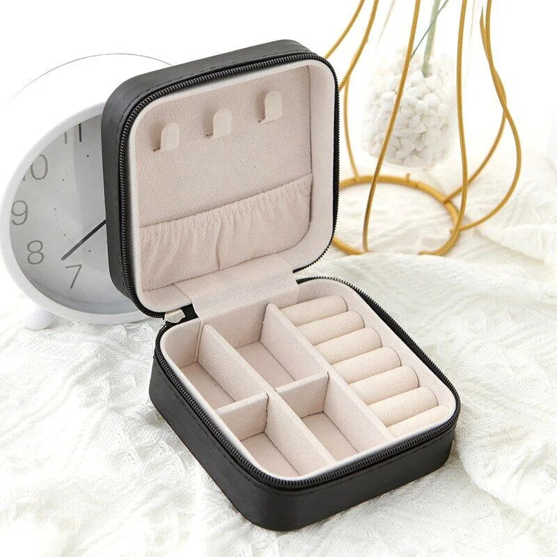 Single Layer Storage Box Ladies Travel Leather Jewelry Box Classic Black Pure White Fashion Pink Storage Box